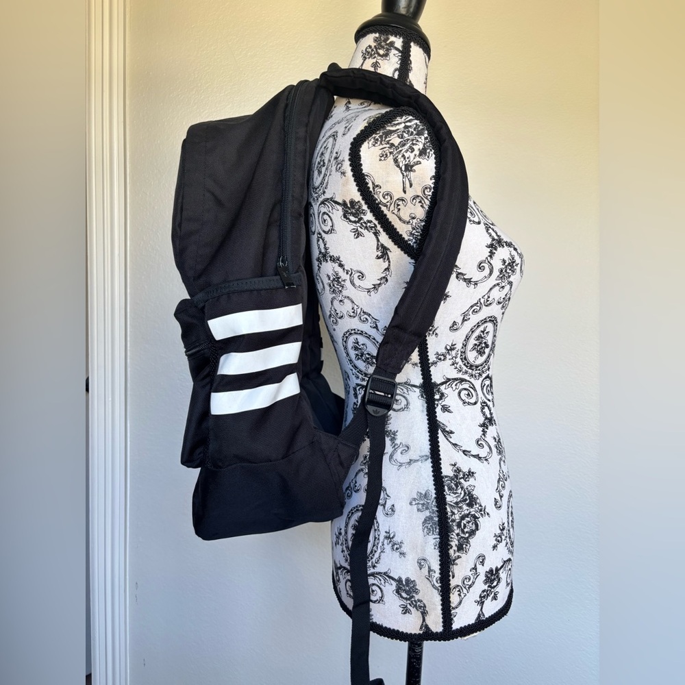 adidas Black Trefoil Logo Backpack with White Accents - Picture 5 of 13